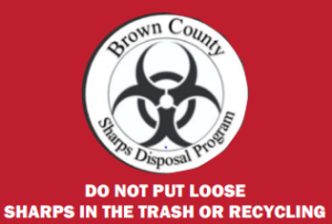 Warning to not put loose sharps in the trash or recycling